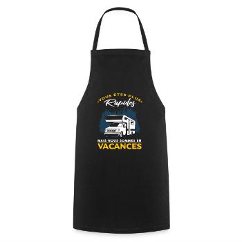 Camping-Car Slogan - Tablier de cuisine - noir - Devant - AI Model Male 185 dark (185cm)