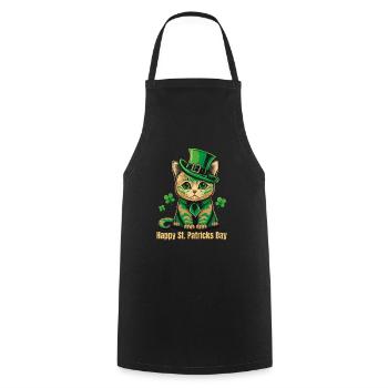 Happy St. Patrick's Day Green Irish Cat - Cooking Apron - black - Front - AI Model Male 185 dark (185cm)