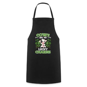 Cows are my lucky charms Farmer Cattle breeders - Cooking Apron - black - Front - AI Model Male 185 dark (185cm)