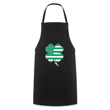 USA Clover St. Patrick's Day USA - Cooking Apron - black - Front - AI Model Male 185 dark (185cm)