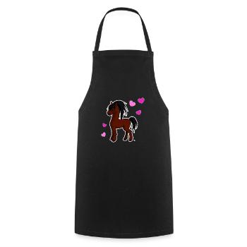 Kawaii cheval poney mignon avec des cœurs - Tablier de cuisine - noir - Devant - AI Model Male 185 dark (185cm)