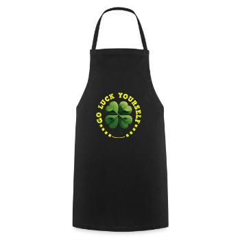 Go luck yourself St Patrick's Day Clover - Cooking Apron - black - Front - AI Model Male 185 dark (185cm)
