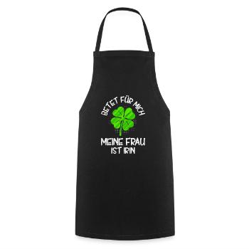 Meine Frau ist Irin Kleeblatt St. Patrick’s Day - Kochschürze - Schwarz - Vorne - AI Model Male 185 dark (185cm)