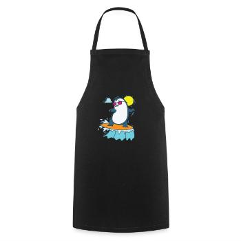 Pinguin surft am Strand Antarktis Vogel - Kochschürze - Schwarz - Vorne - AI Model Male 185 dark (185cm)
