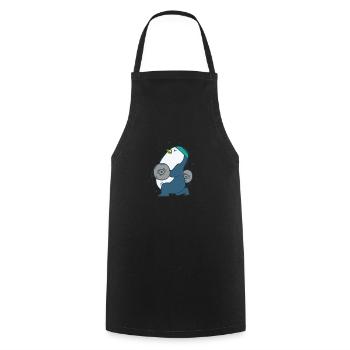Penguin makes fitness with weights bird - Cooking Apron - black - Front - AI Model Male 185 dark (185cm)