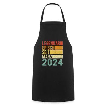 Legendär seit März 2024 - Kochschürze - Schwarz - Vorne - AI Model Male 185 dark (185cm)
