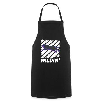 WILDIN' Vintage Panther Wildlife Designs - Cooking Apron - black - Front - AI Model Male 185 dark (185cm)