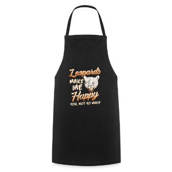 Leopards Make Me Happy You Not So Much Retro Funny - Cooking Apron - black - Front - AI Model Male 185 dark (185cm)