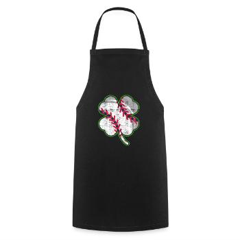 Baseball Player Clover Lucky Charm - Cooking Apron - black - Front - AI Model Male 185 dark (185cm)