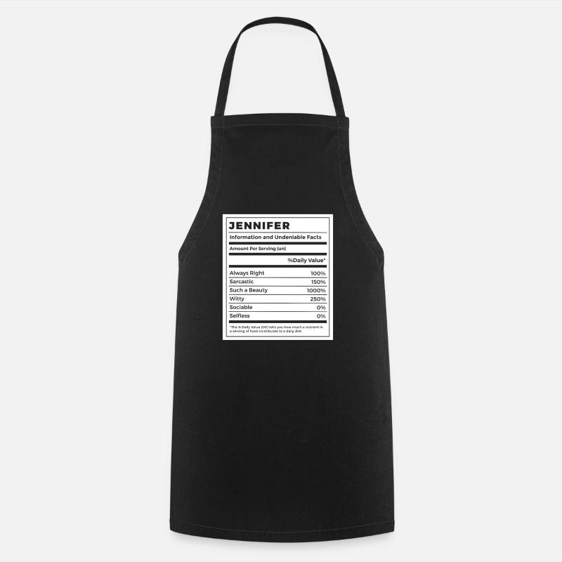 Drôle de nom Jennifer Valeur nutritive - Tablier de cuisine - noir