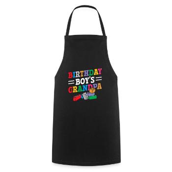 Birthday boy Grandpa building blocks - Cooking Apron - black - Front - AI Model Male 185 dark (185cm)