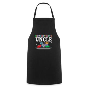 Uncle of the birthday boy building blocks - Cooking Apron - black - Front - AI Model Male 185 dark (185cm)