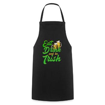 Eat Drink and be Irish Bier St. Patrick’s Day - Kochschürze - Schwarz - Vorne - AI Model Male 185 dark (185cm)