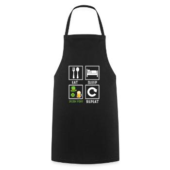Eat Sleep Irish Folk Repeat St. Patrick's Day - Cooking Apron - black - Front - AI Model Male 185 dark (185cm)