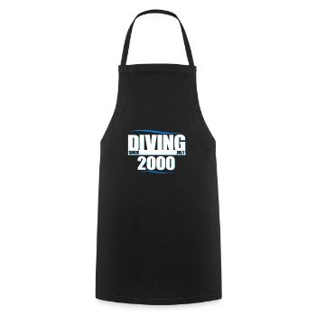 Anniversaire du plongeur - Plongée depuis juillet 2000 - Tablier de cuisine - noir - Devant - AI Model Male 185 dark (185cm)