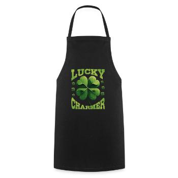 Lucky Charmer Clover Lucky Charm - Cooking Apron - black - Front - AI Model Male 185 dark (185cm)