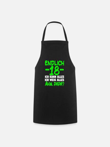 Endlich 18 Geburtstag Geschenk 18 Party Birthday - Kochschürze - Schwarz