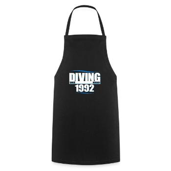 Diver Birthday - Diving since March 1992 - Cooking Apron - black - Front - AI Model Male 185 dark (185cm)