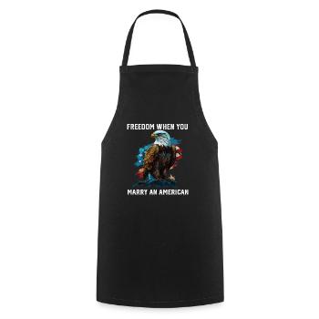 Freedom When You Marry An American Fourth Of July - Cooking Apron - black - Front - AI Model Male 185 dark (185cm)