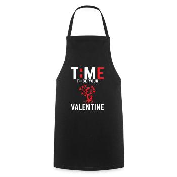 Time to be your Valentine's Day gift - Cooking Apron - black - Front - AI Model Male 185 dark (185cm)