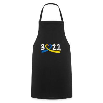 Boucle de sensibilisation à l’étiquette du syndrome de Down mondial pour - Tablier de cuisine - noir - Devant - AI Model Male 185 dark (185cm)