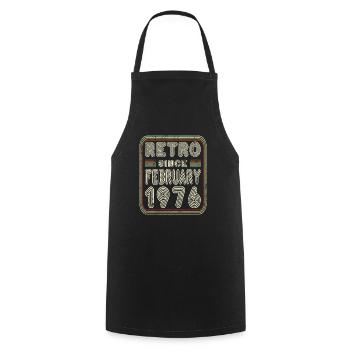 Anniversaire Février 1976 Cadeau Rétro - Tablier de cuisine - noir - Devant - AI Model Male 185 dark (185cm)