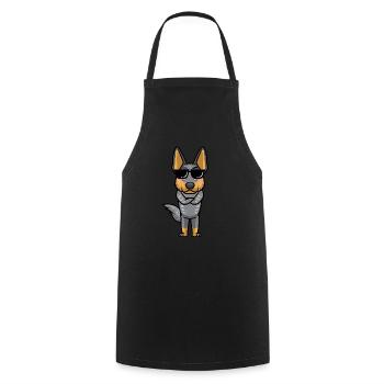 Australian Cattle Hund Blue Heeler Kawaii Emoticon - Kochschürze - Schwarz - Vorne - AI Model Male 185 dark (185cm)