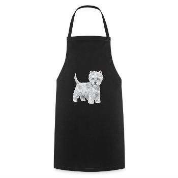 West Highland White Terrier Westie - Cooking Apron - black - Front - AI Model Male 185 dark (185cm)