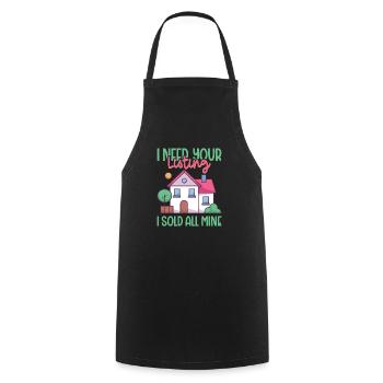 Real Estate Agent Realtor Home Closing Investor - Cooking Apron - black - Front - AI Model Male 185 dark (185cm)