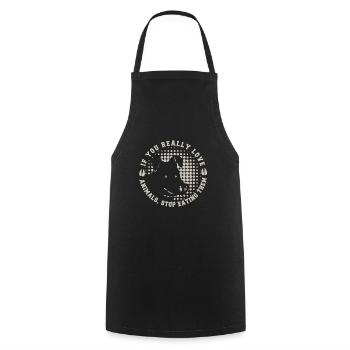 Vegan Fleischlos Tierlieb & Veganer - Kochschürze - Schwarz - Vorne - AI Model Male 185 dark (185cm)
