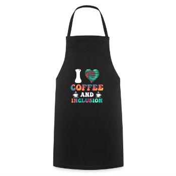 J’adore le café et le handicap Inklusion - Tablier de cuisine - noir - Devant - AI Model Male 185 dark (185cm)