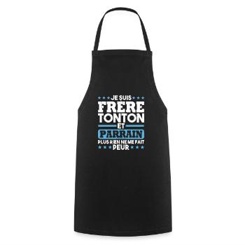 Frère tonton et Parrain - Tablier de cuisine - noir - Devant - AI Model Male 185 dark (185cm)