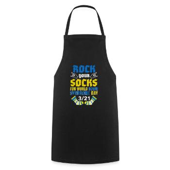 Rock your Socks Down Syndrome Awareness - Tablier de cuisine - noir - Devant - AI Model Male 185 dark (185cm)
