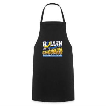 Down Syndrome Rollin avec mes Chromies - Tablier de cuisine - noir - Devant - AI Model Male 185 dark (185cm)