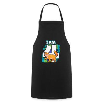 I am 4 cat - Cooking Apron - black - Front - AI Model Male 185 dark (185cm)
