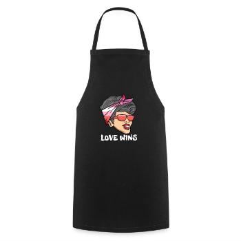 Lesbian Lesbian Pride Flag Gift - Cooking Apron - black - Front - AI Model Male 185 dark (185cm)