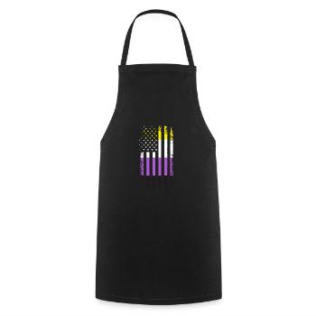 Non Binary Gender Flagge Geschenk - Kochschürze - Schwarz - Vorne - AI Model Male 185 dark (185cm)