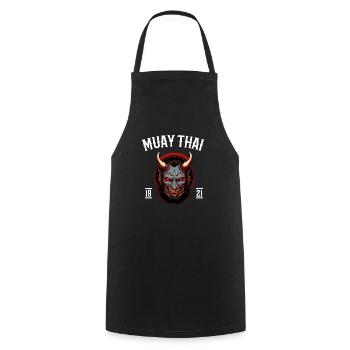 Muay Thai Oni Warrior Kampfteam - Kochschürze - Schwarz - Vorne - AI Model Male 185 dark (185cm)