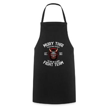 Muay Thai Oni-Krieger - Geschützt durch Muay Thai - Kochschürze - Schwarz - Vorne - AI Model Male 185 dark (185cm)