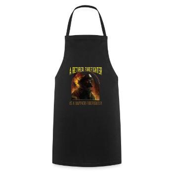 A Retired Firefighter Is A Happier Firefighter - Cooking Apron - black - Front - AI Model Male 185 dark (185cm)