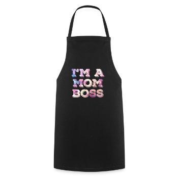 Mama Chefin Muttertag Mama Boss Supervisor - Kochschürze - Schwarz - Vorne - AI Model Male 185 dark (185cm)