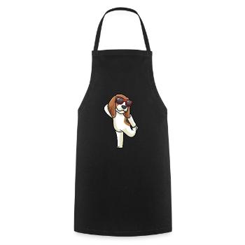 Chien Beagle dansant avec des lunettes de soleil - Tablier de cuisine - noir - Devant - AI Model Male 185 dark (185cm)