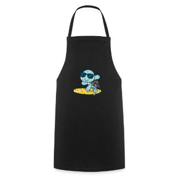 Cute turtle on surfboard with sunglasses - Cooking Apron - black - Front - AI Model Male 185 dark (185cm)