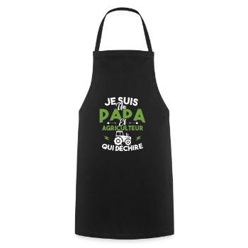 Papa et agriculteur - Tablier de cuisine - noir - Devant - AI Model Male 185 dark (185cm)