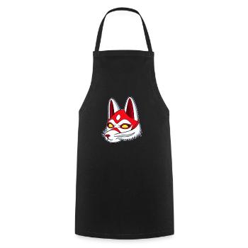 Kitsun Vaporwave Japanese Kami Vaporwave Kitsune - Cooking Apron - black - Front - AI Model Male 185 dark (185cm)