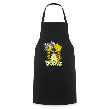 Kitsun Vaporwave Japanese Kami Vaporwave Kitsune - Cooking Apron - black - Front - AI Model Male 185 dark (185cm)