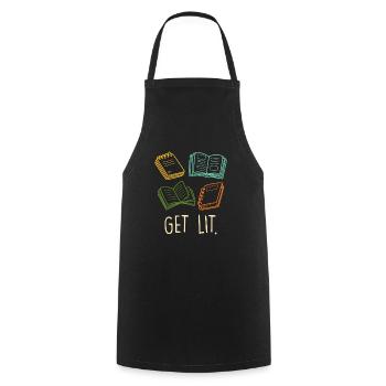 Get Lit book lover and book lover reading fans - Cooking Apron - black - Front - AI Model Male 185 dark (185cm)