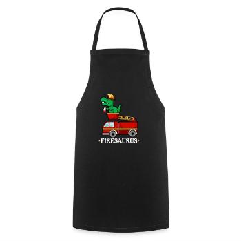 Firesauraus T-Rex Pompier - Tablier de cuisine - noir - Devant - AI Model Male 185 dark (185cm)