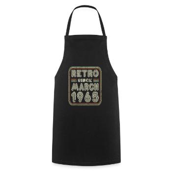 Birthday March 1965 Retro Gift - Cooking Apron - black - Front - AI Model Male 185 dark (185cm)