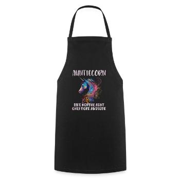 Tanticorn Tantes Fête des mères Licorne Fan Tante - Tablier de cuisine - noir - Devant - AI Model Male 185 dark (185cm)